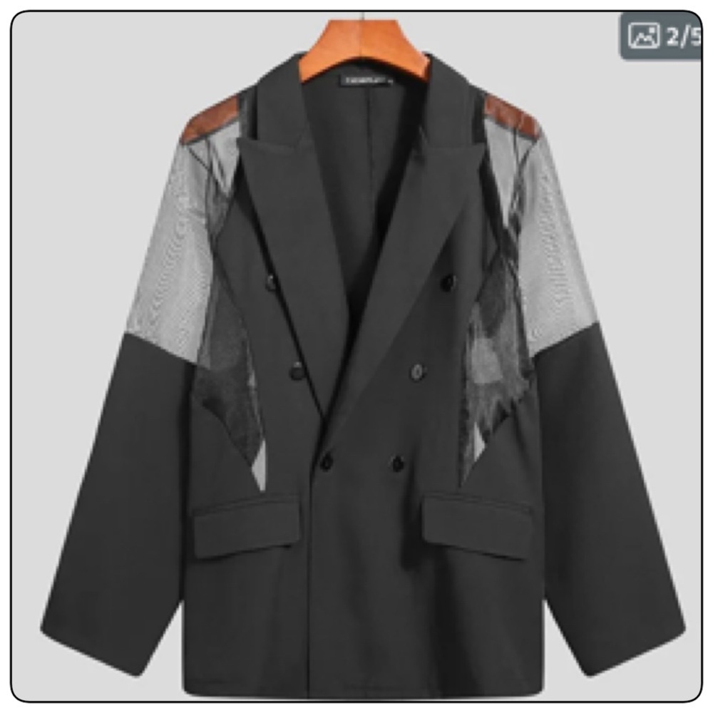 Incerun MAN sheer mash long sleeve blazer top 🔥💯party style 🔥🫵🏻